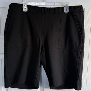 purejill affinity french terry bermuda shorts black size XL elastic waist